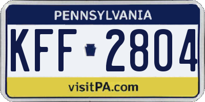 PA license plate KFF2804