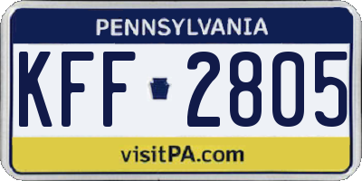 PA license plate KFF2805