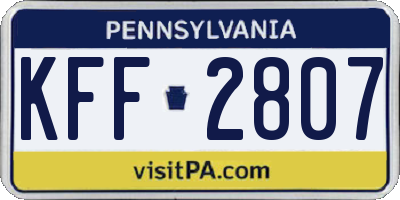 PA license plate KFF2807