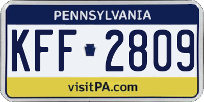 PA license plate KFF2809
