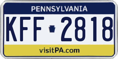 PA license plate KFF2818