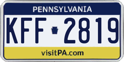PA license plate KFF2819