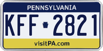 PA license plate KFF2821
