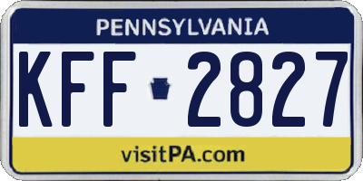 PA license plate KFF2827