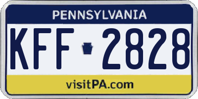 PA license plate KFF2828