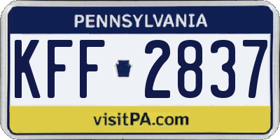PA license plate KFF2837