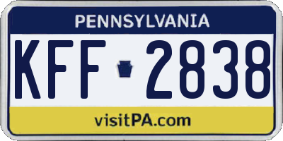 PA license plate KFF2838