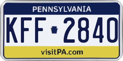 PA license plate KFF2840