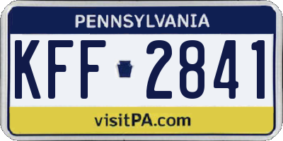 PA license plate KFF2841