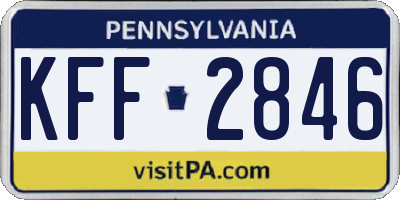 PA license plate KFF2846