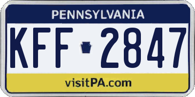PA license plate KFF2847