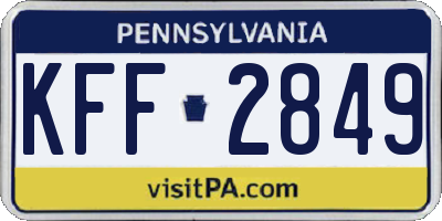 PA license plate KFF2849