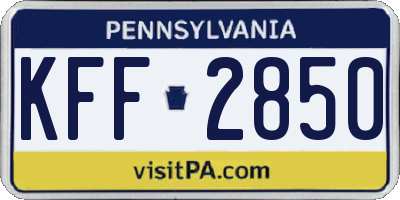 PA license plate KFF2850