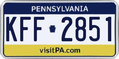 PA license plate KFF2851