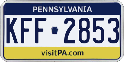 PA license plate KFF2853