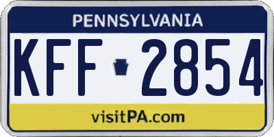 PA license plate KFF2854