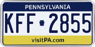 PA license plate KFF2855