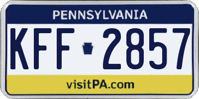 PA license plate KFF2857