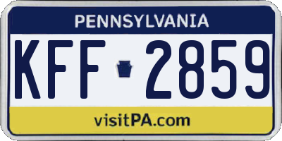 PA license plate KFF2859