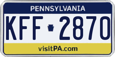 PA license plate KFF2870