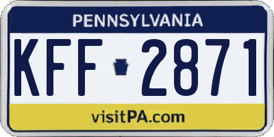 PA license plate KFF2871