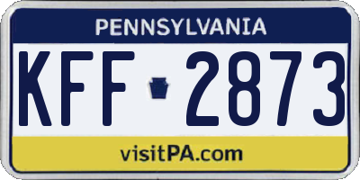 PA license plate KFF2873