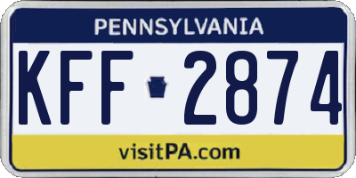 PA license plate KFF2874
