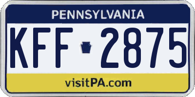 PA license plate KFF2875