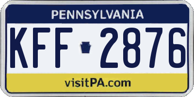 PA license plate KFF2876