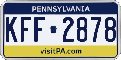 PA license plate KFF2878