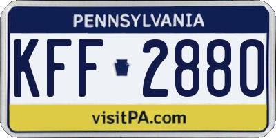 PA license plate KFF2880