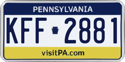 PA license plate KFF2881