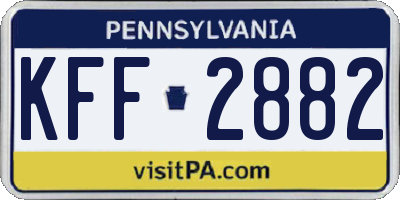 PA license plate KFF2882