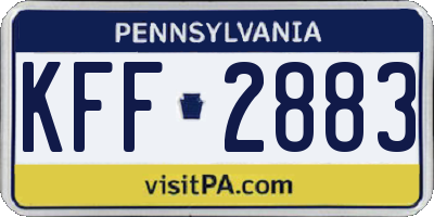 PA license plate KFF2883