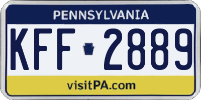 PA license plate KFF2889