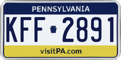 PA license plate KFF2891