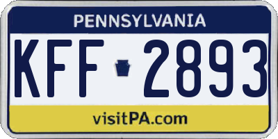 PA license plate KFF2893