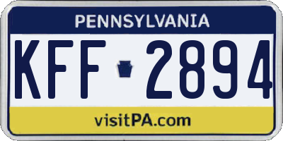 PA license plate KFF2894