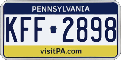 PA license plate KFF2898