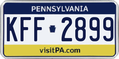 PA license plate KFF2899