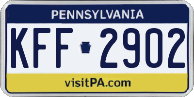 PA license plate KFF2902