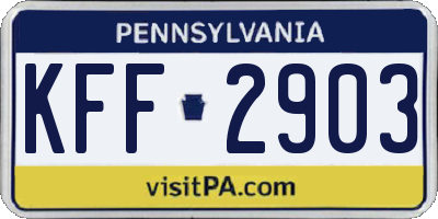 PA license plate KFF2903