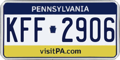 PA license plate KFF2906