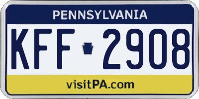 PA license plate KFF2908