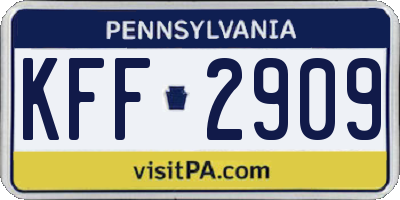 PA license plate KFF2909