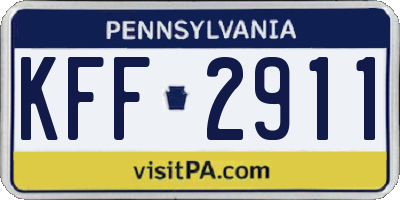 PA license plate KFF2911