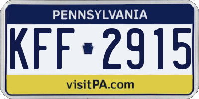 PA license plate KFF2915