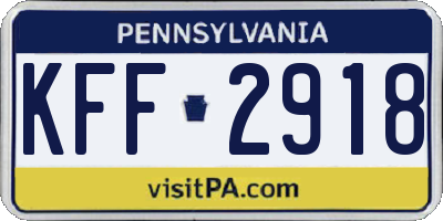 PA license plate KFF2918