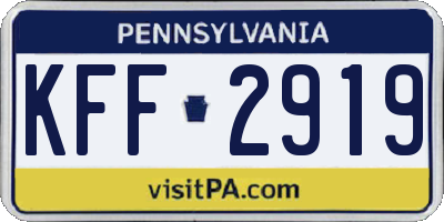 PA license plate KFF2919