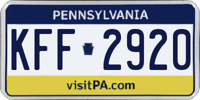 PA license plate KFF2920